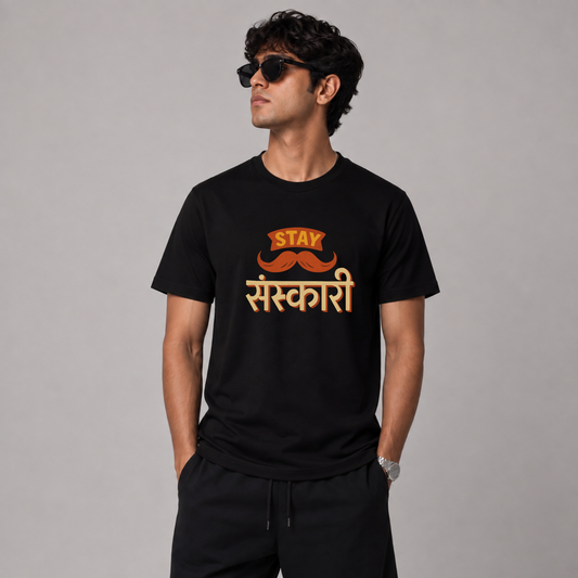 Stay Sanskari | Unisex Regular Fit T-Shirt