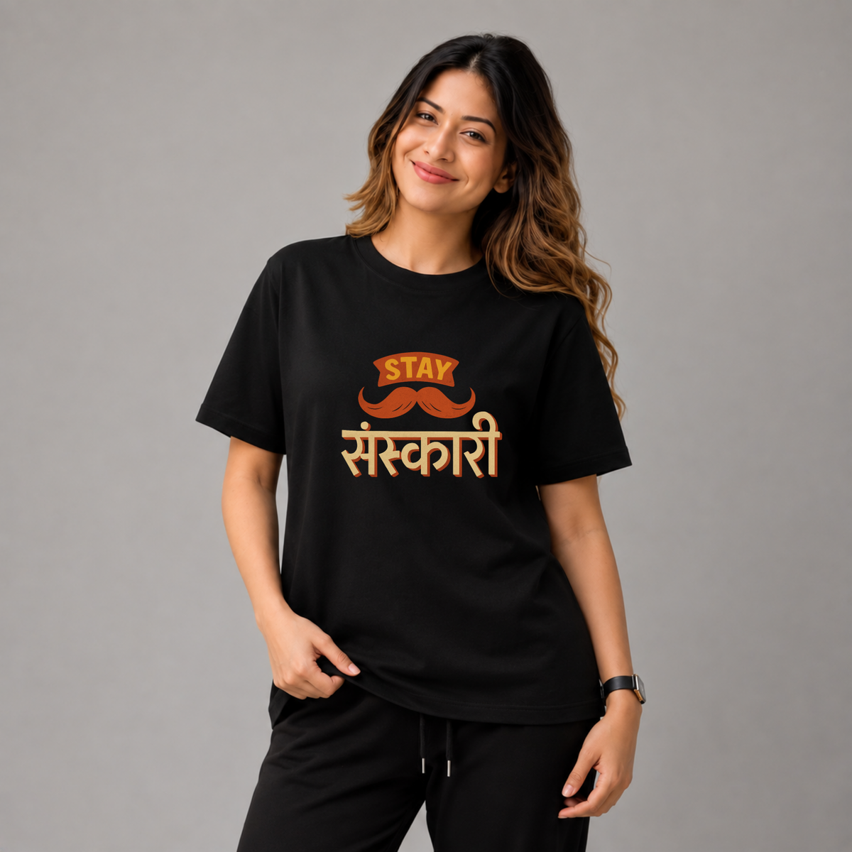Stay Sanskari | Unisex Regular Fit T-Shirt