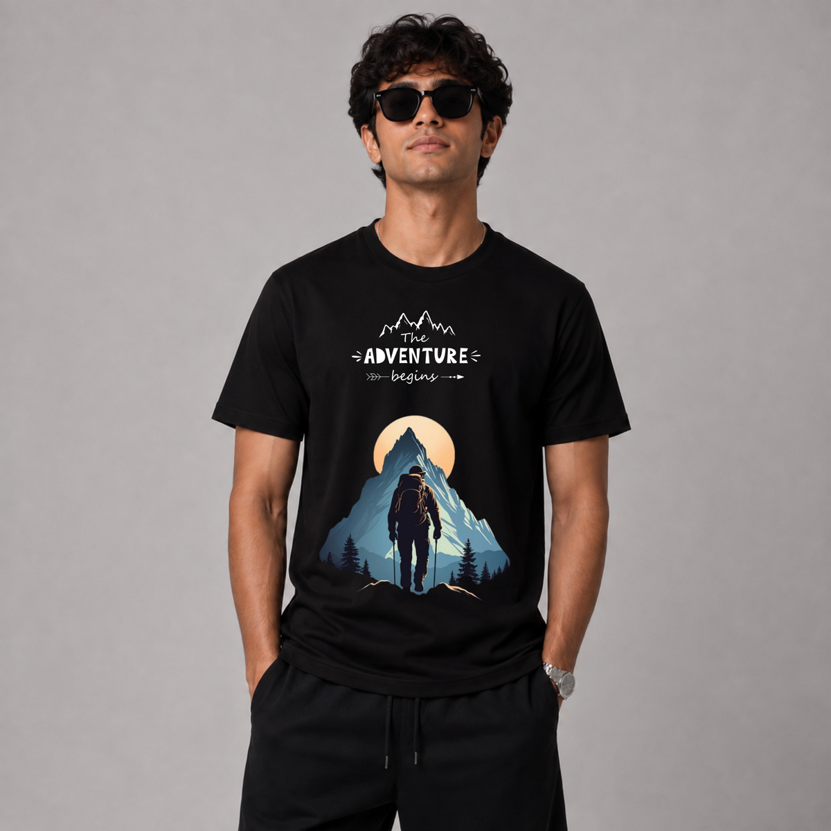 The Adventure Begins | Mountain Explorer Unisex Regular T-Shirt