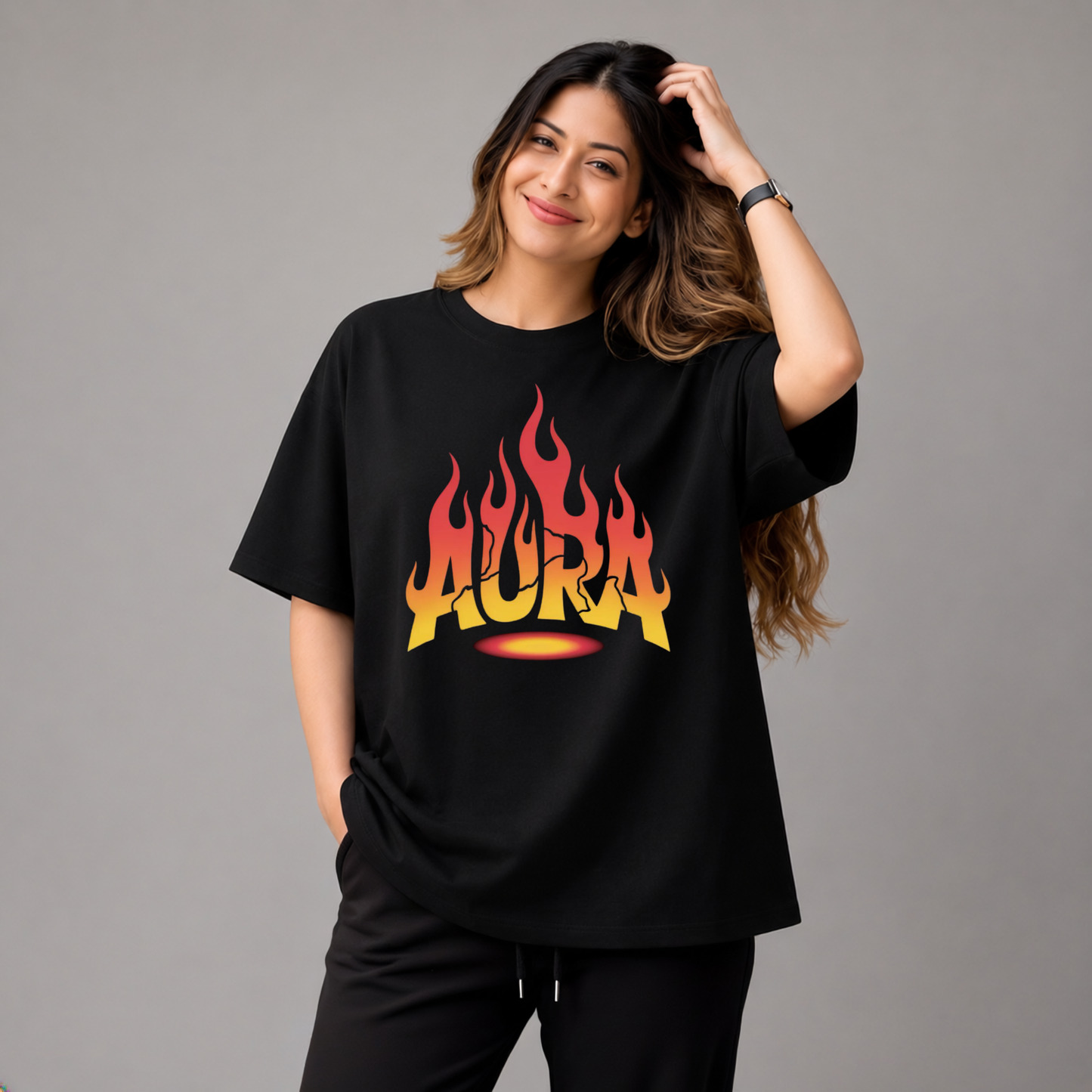 Aura Flame Graphic | Unisex Oversized T-Shirt