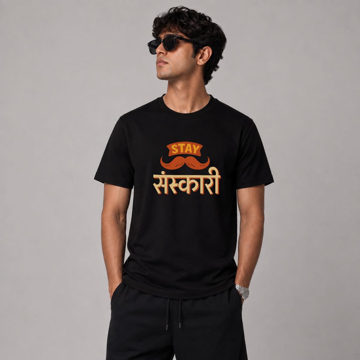 Stay Sanskari | Unisex Regular Fit T-Shirt